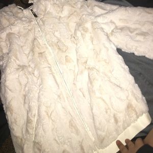 White fluffy zip up